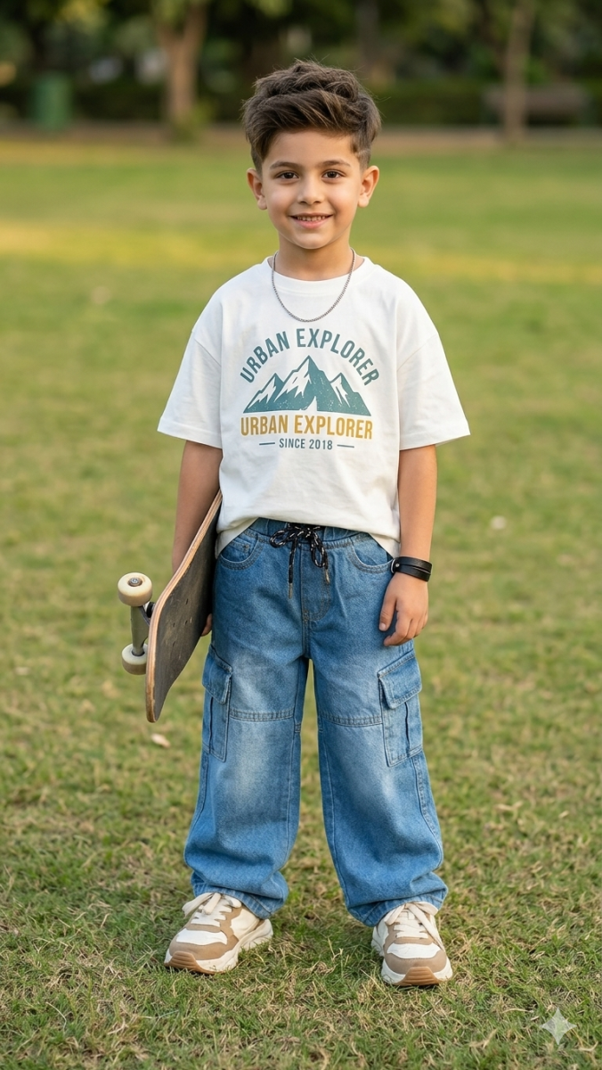 Baggy mid blue cargo pants